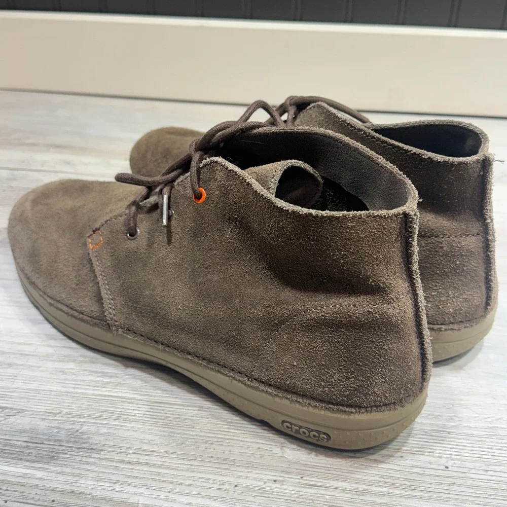 Men's Crocs Thompson Desert Chukka Boots Size 13 Brown‎ Suede Ankle Lace Up